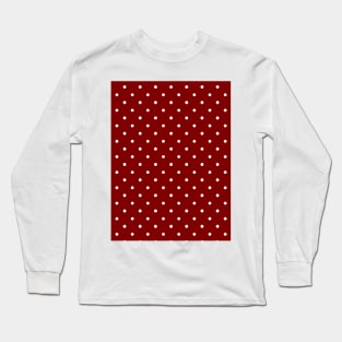 Large White Polka Dots On Dark Christmas Candy Apple Red Long Sleeve T-Shirt